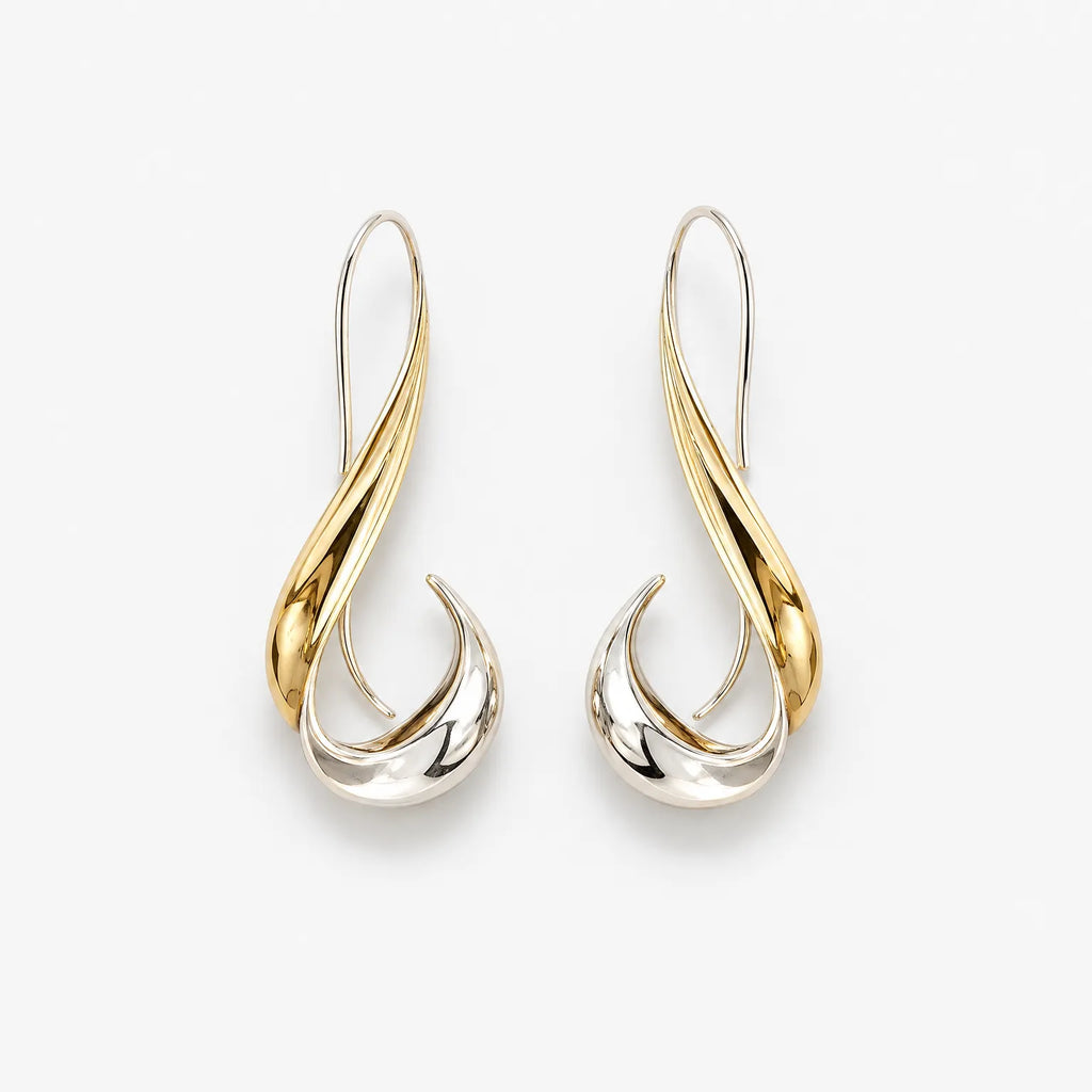 Aurelia - Twisted Two-Tone Dangle Earrings Accessorizing Evening Outfits