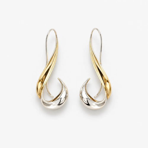 Aurelia - Twisted Two-Tone Dangle Earrings Accessorizing Evening Outfits