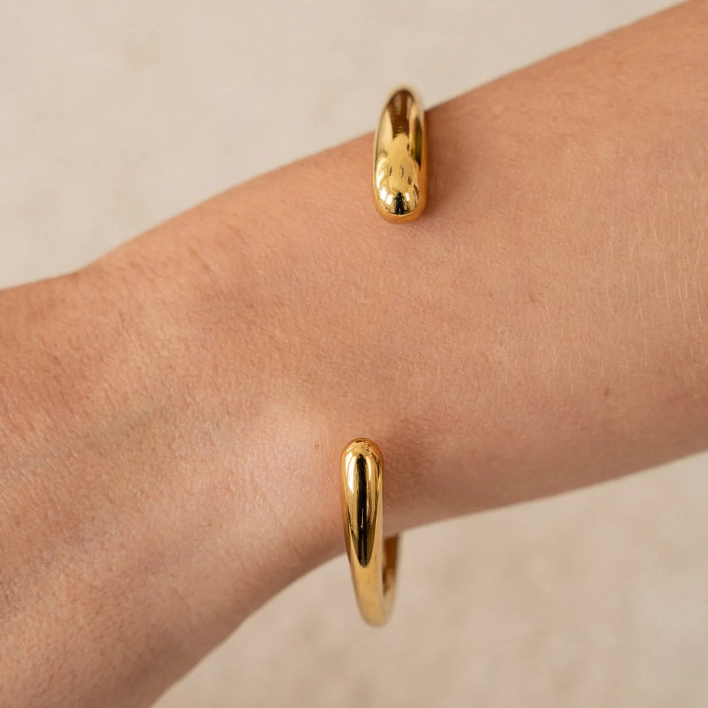 Aurevyn - Open Cuff Polished Wrist Bangle Slip On For A Clean Everyday Accessory