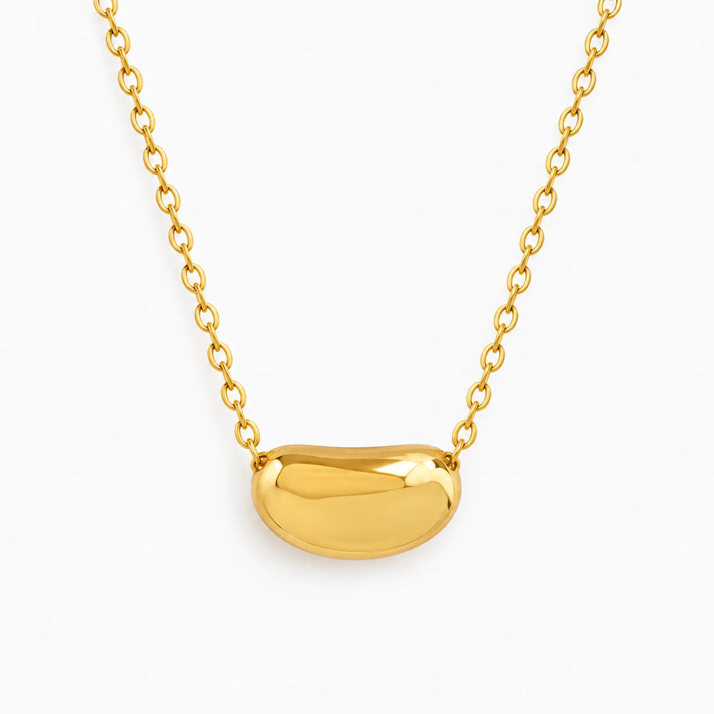 Brellio - Dainty Bean Pendant Necklace For Everyday Wear Adding A Simple Touch To Everyday Outfits