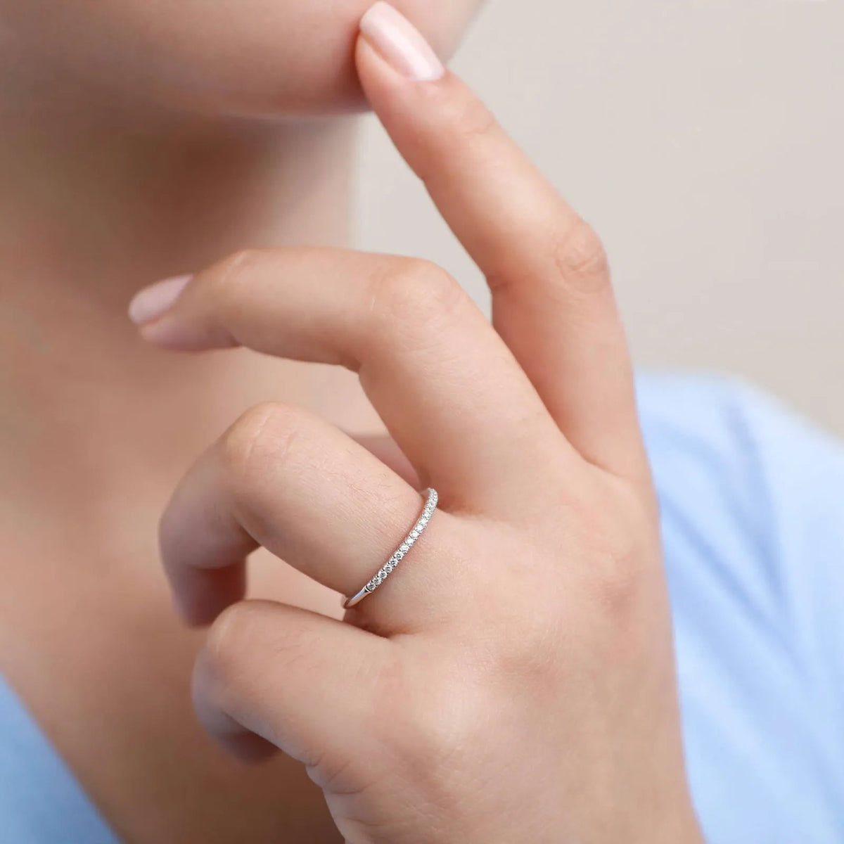 Brimlet - Stackable Half Eternity Band Ring Stack It With Other Rings For A Layered Look