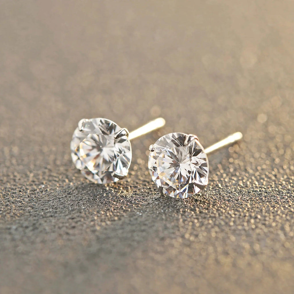 Brivana - Round Cubic Zirconia Stud Earrings For Daily Wear Everyday Wear With A Simple, Classic Look