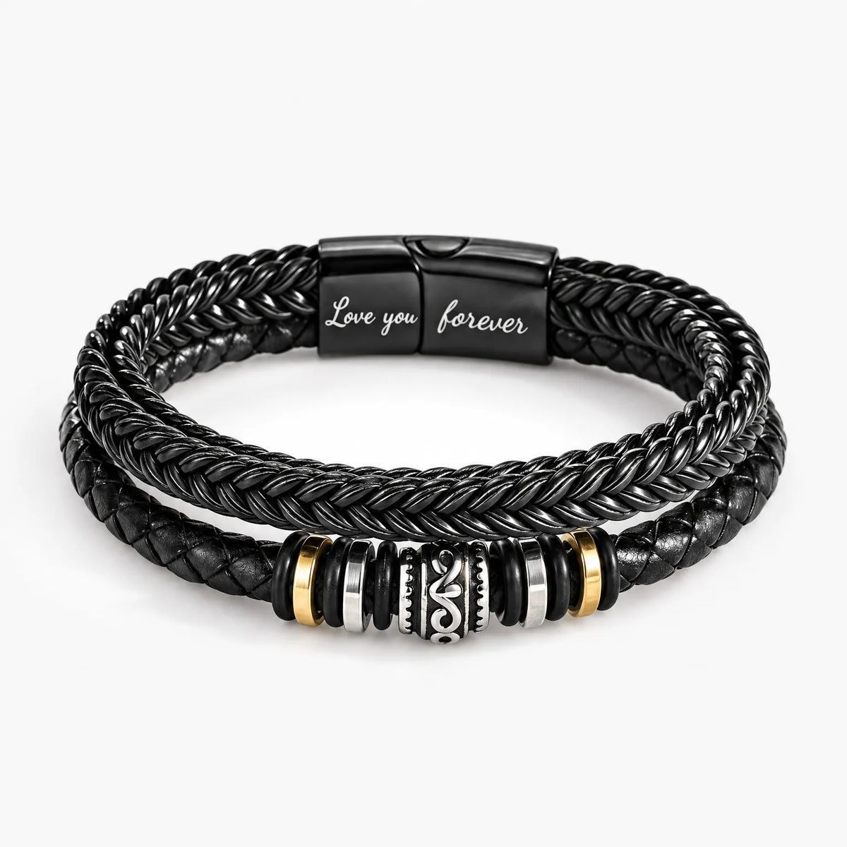 Brodalan - Double-Strand Braided Bracelet With Engraved Clasp Wear It Every Day With Casual Or Dressy Outfits
