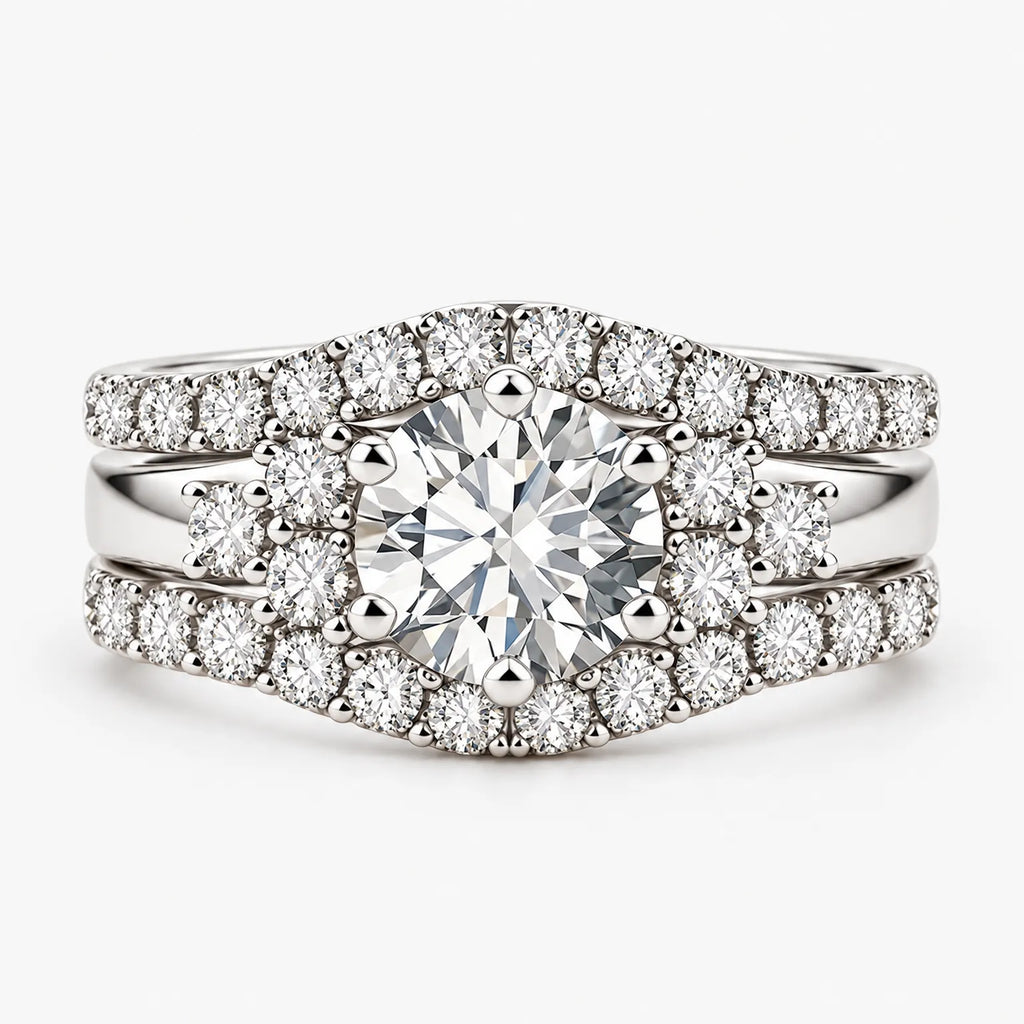 Bryndis - Three-Piece Bridal Ring Set Marking An Anniversary Or Milestone