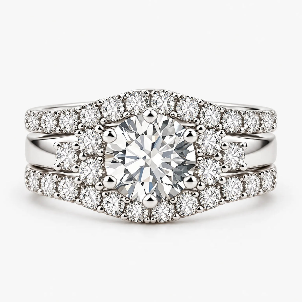 Bryndis - Three-Piece Bridal Ring Set Marking An Anniversary Or Milestone
