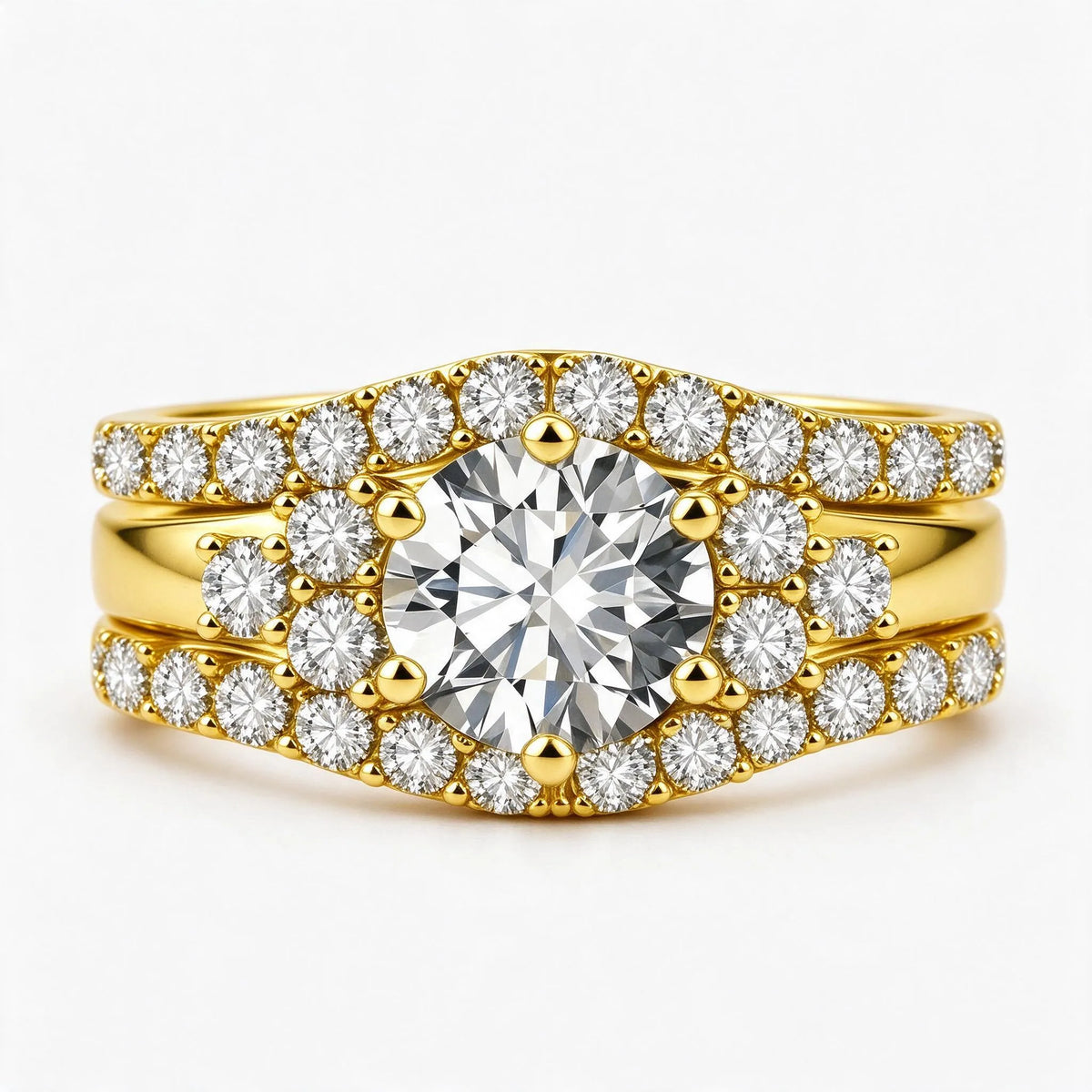 Bryndis - Three-Piece Bridal Ring Set Marking An Anniversary Or Milestone