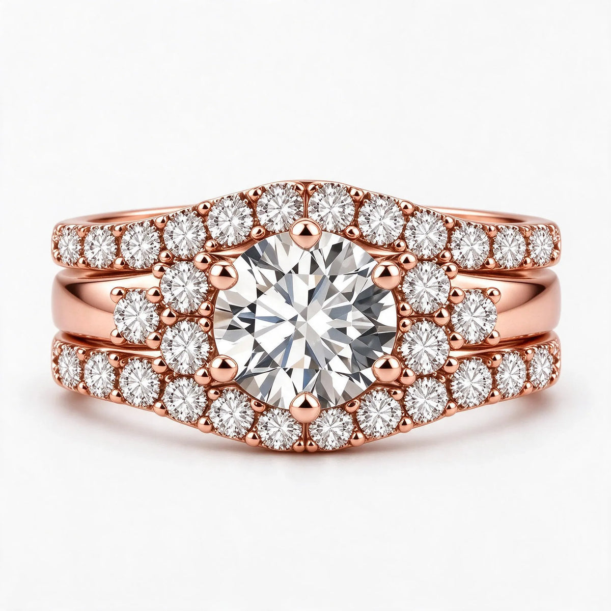 Bryndis - Three-Piece Bridal Ring Set Marking An Anniversary Or Milestone