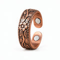 Caelum - Floral Embossed Open Cuff Ring Accessorizing Everyday Casual Or Work Outfits
