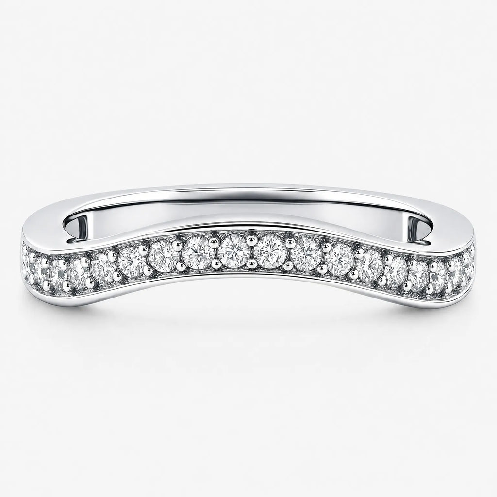 Calivo - Curved Half Eternity Ring For Stacking Stack It With Other Rings For A Layered Look