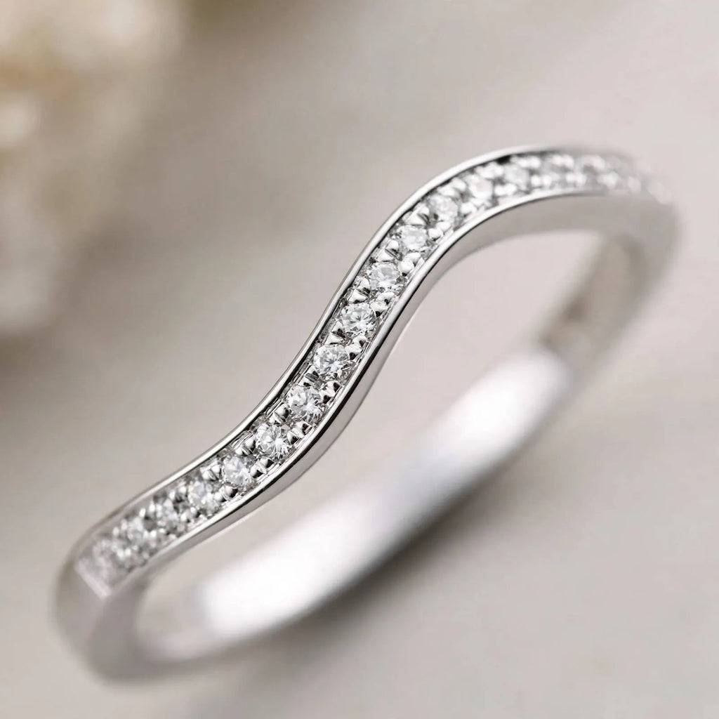 Calivo - Curved Half Eternity Ring For Stacking Stack It With Other Rings For A Layered Look