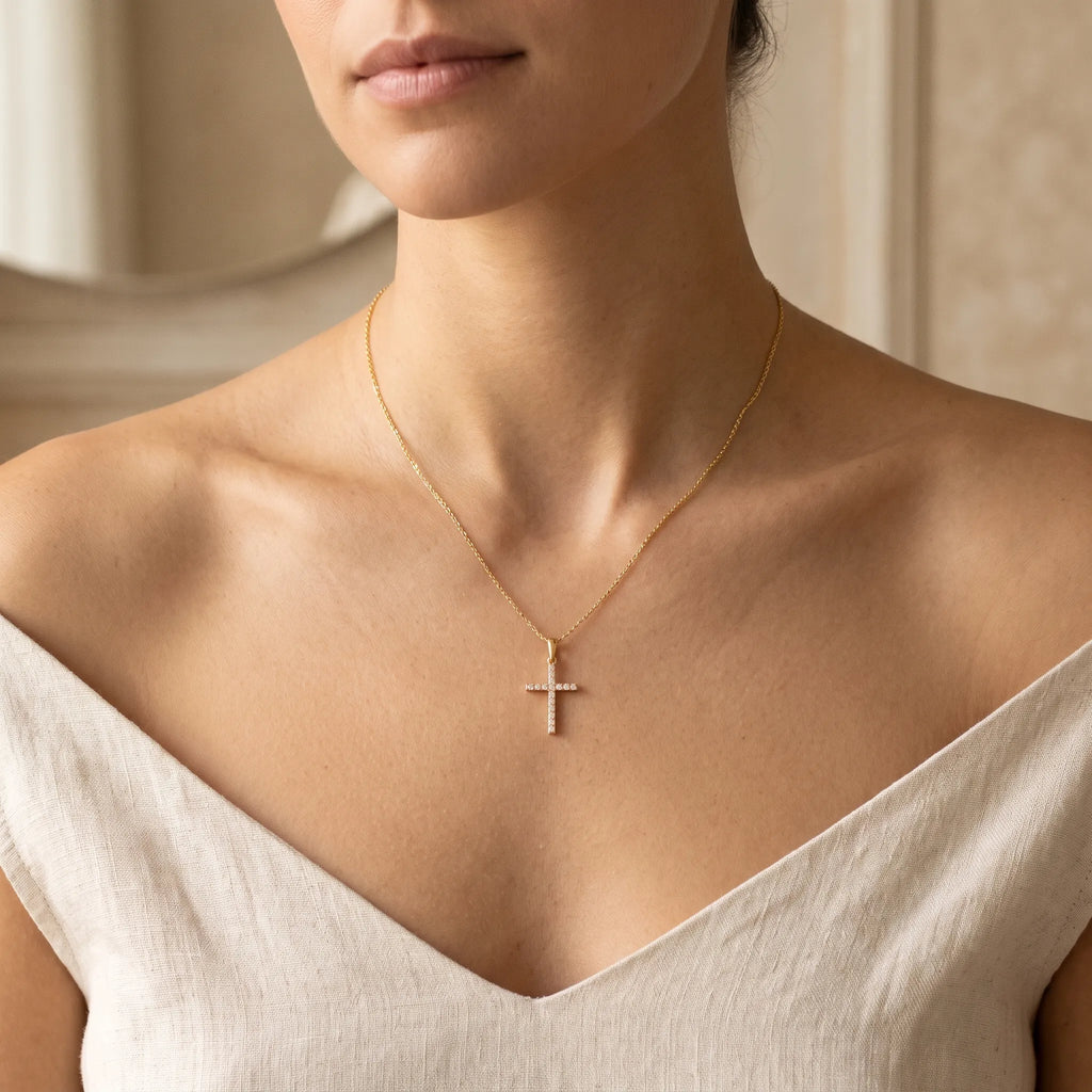 Cassime - Small Cross Pendant Necklace Wearing Every Day With A Plain Top Or Sweater