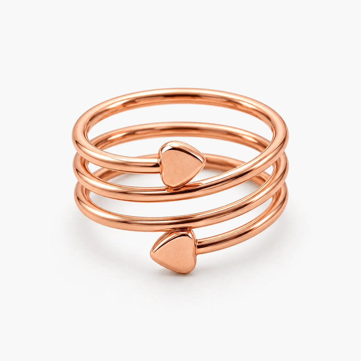 Coruvia - Coiled Heart Wire Band Ring Stack Alongside Minimalist Daily Bands