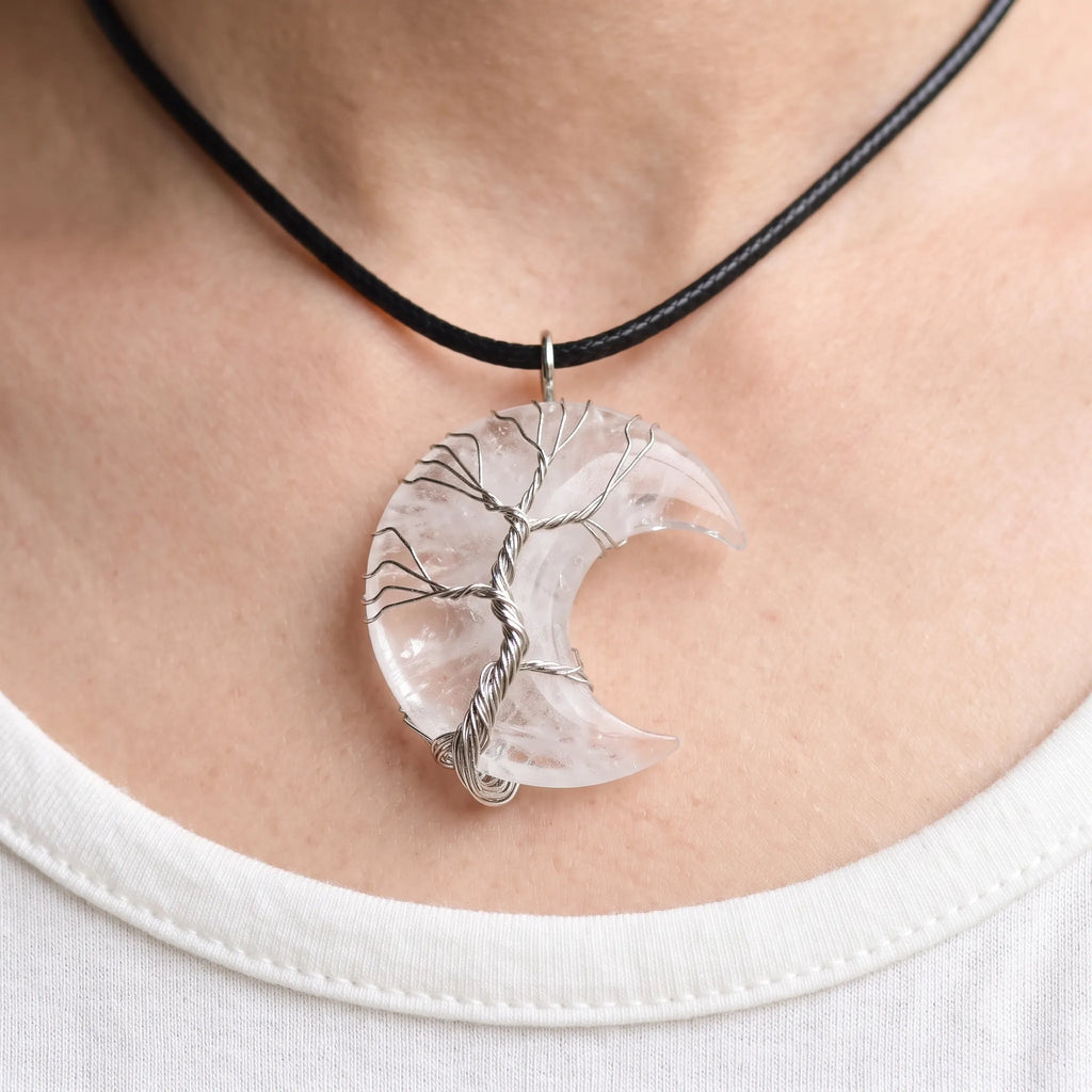 Crescora - Tree-Of-Life Crescent Pendant Necklace Adding A Simple Touch To Everyday Outfits
