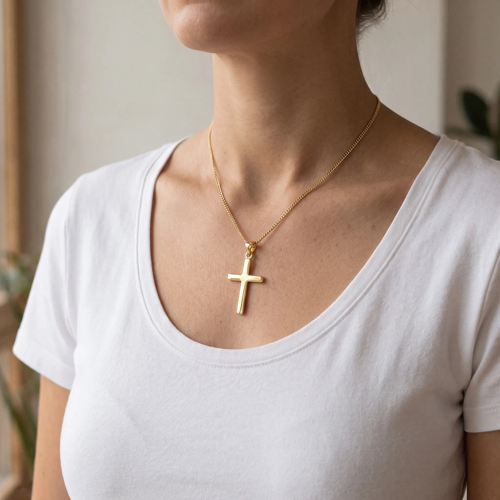 Crexa - Simple Cross Pendant Necklace For Women Wearing A Simple Cross For Everyday Outfits