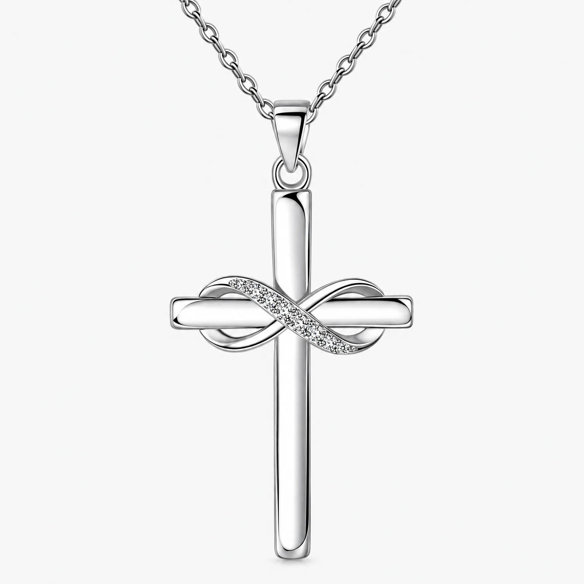 Daelune - Cross Pendant Necklace With Infinity Detail Wearing Every Day As A Simple Accessory