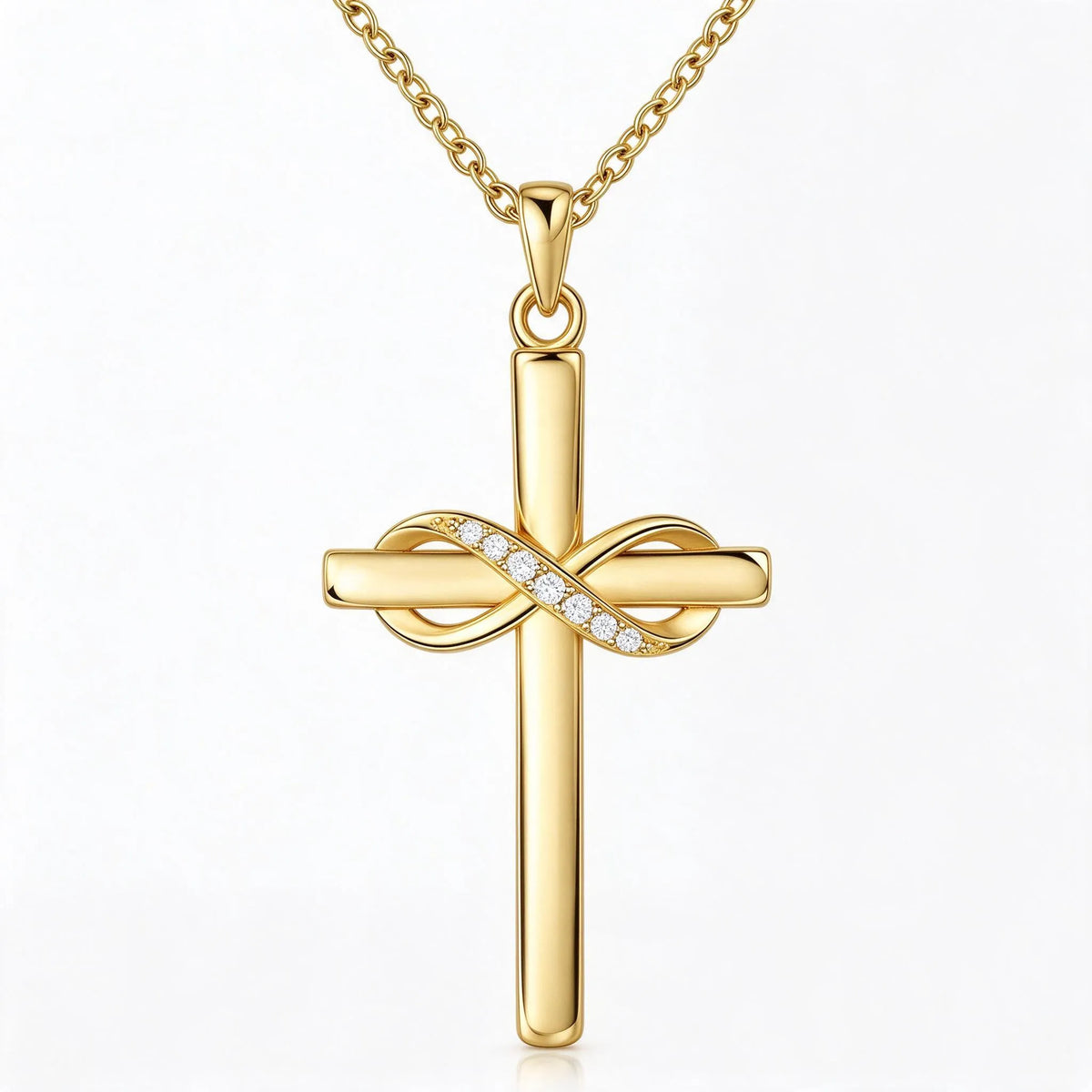 Daelune - Cross Pendant Necklace With Infinity Detail Wearing Every Day As A Simple Accessory