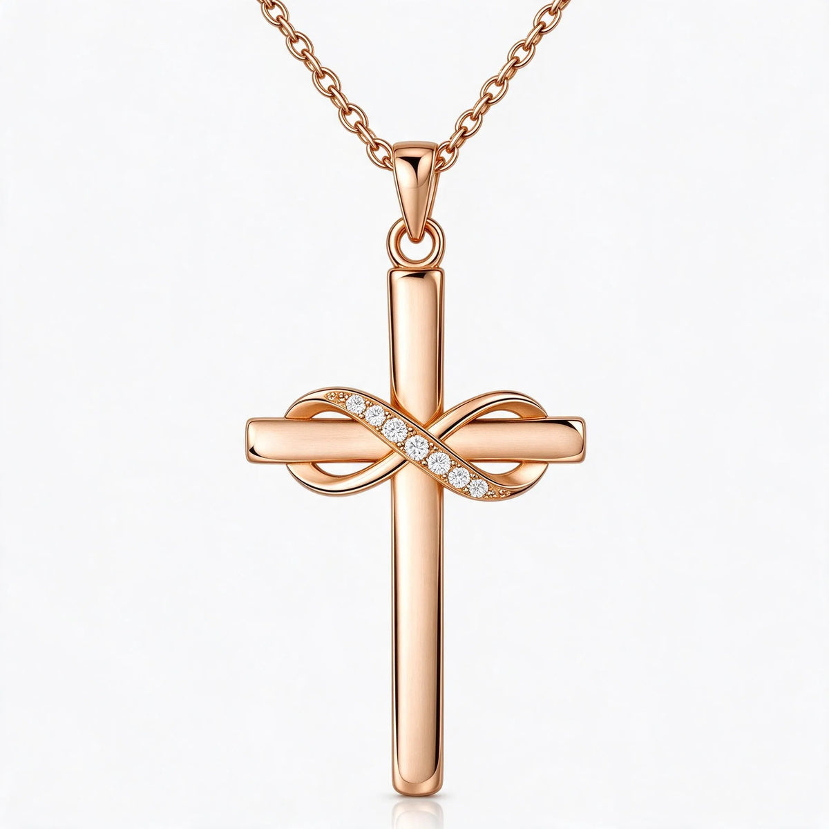 Daelune - Cross Pendant Necklace With Infinity Detail Wearing Every Day As A Simple Accessory