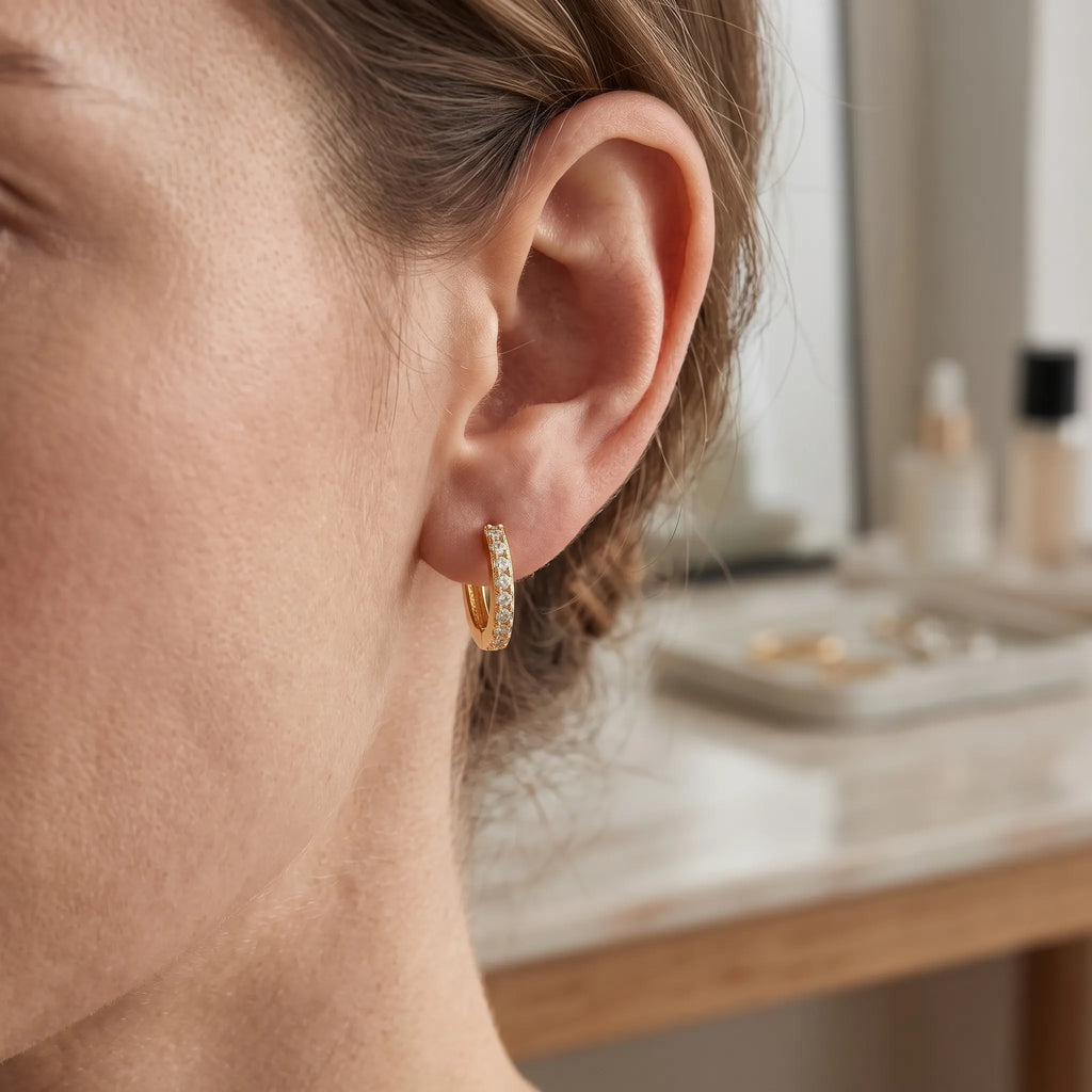 Glintra - Micro-Pavé Small Huggie Hoop Earrings Wear Them On Their Own For Everyday Looks