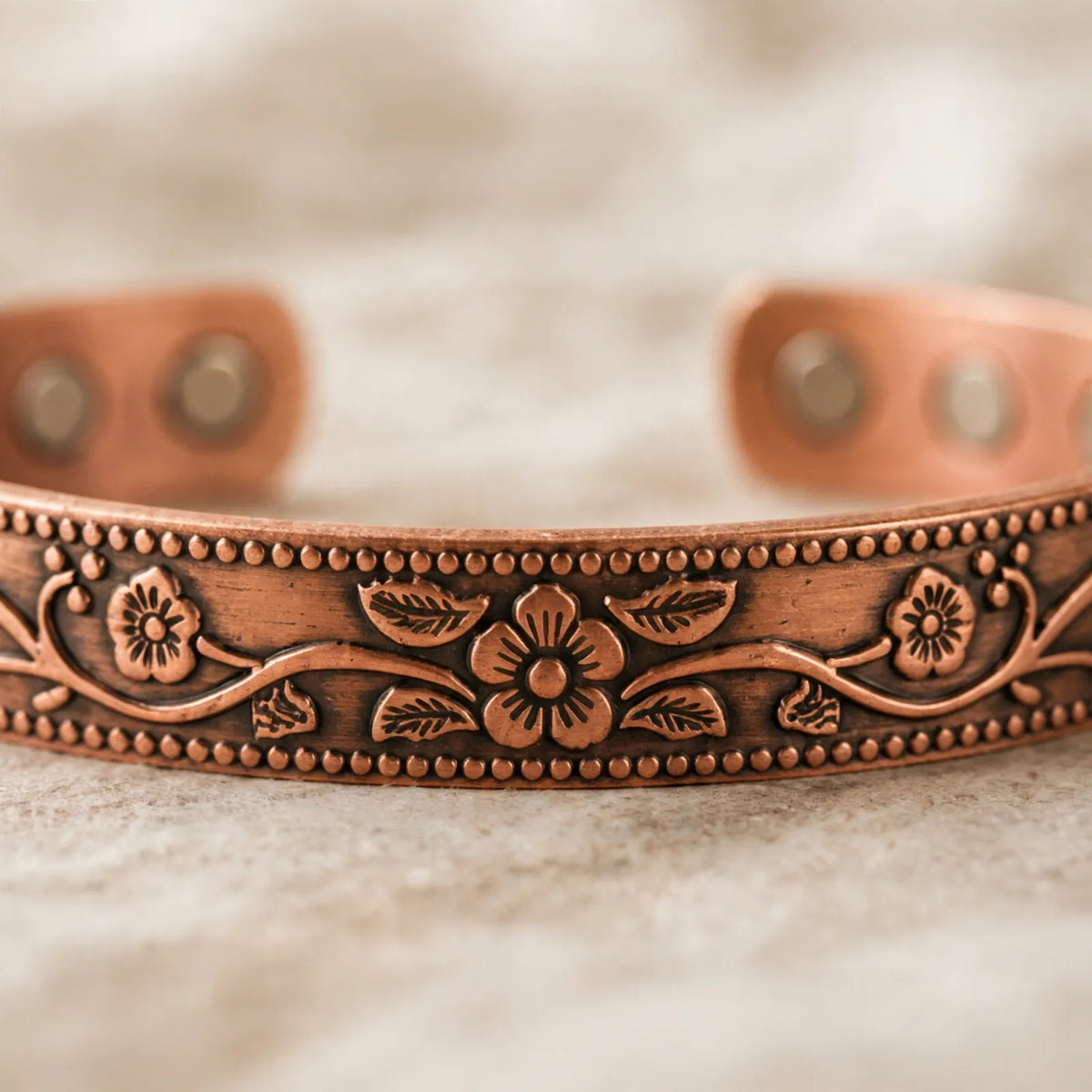 Kaelion - Floral Engraved Open Cuff Bracelet Accessorize Everyday Casual And Formal Outfits