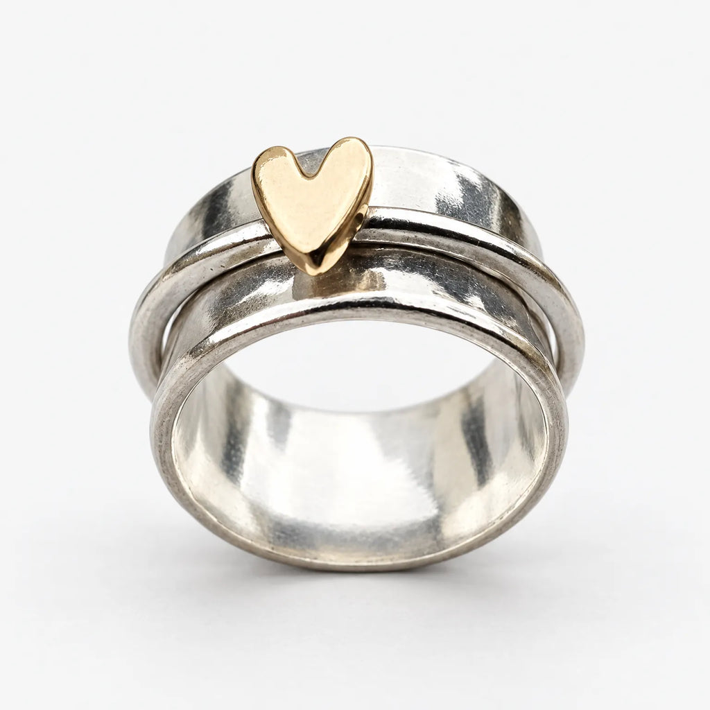 Kinetra - Mixed-Metal Spinner Ring Engaging Restless Hands