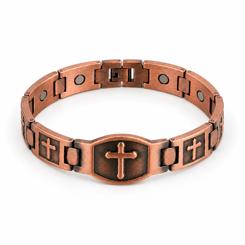 Kreston - Cross Motif Link Wrist Bracelet Accessorizing Everyday Casual Or Work Wear