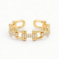 Linova - Open-Ended Chain Link Ring With Crystal Accents Stacking With Other Rings For A Layered Hand Look