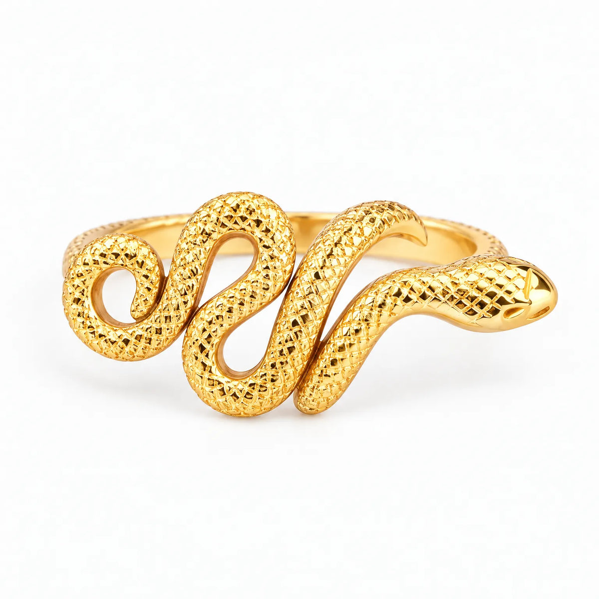 Lumera - Open-Band Snake Ring With Textured Scales Adding A Bold Touch To Everyday Outfits