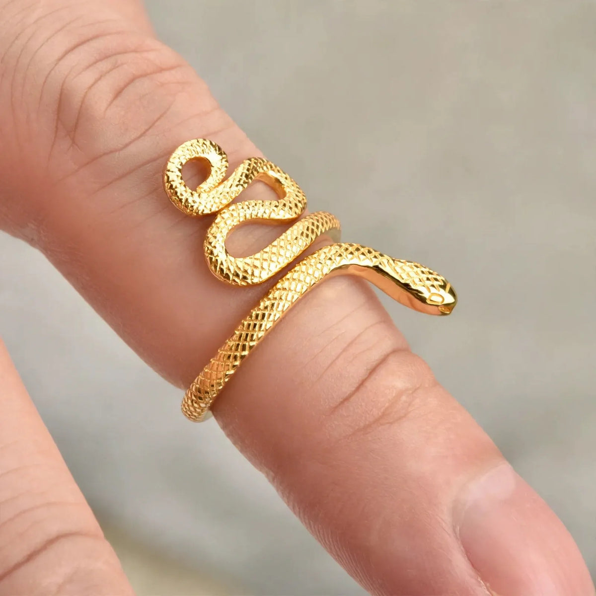Lumera - Open-Band Snake Ring With Textured Scales Adding A Bold Touch To Everyday Outfits
