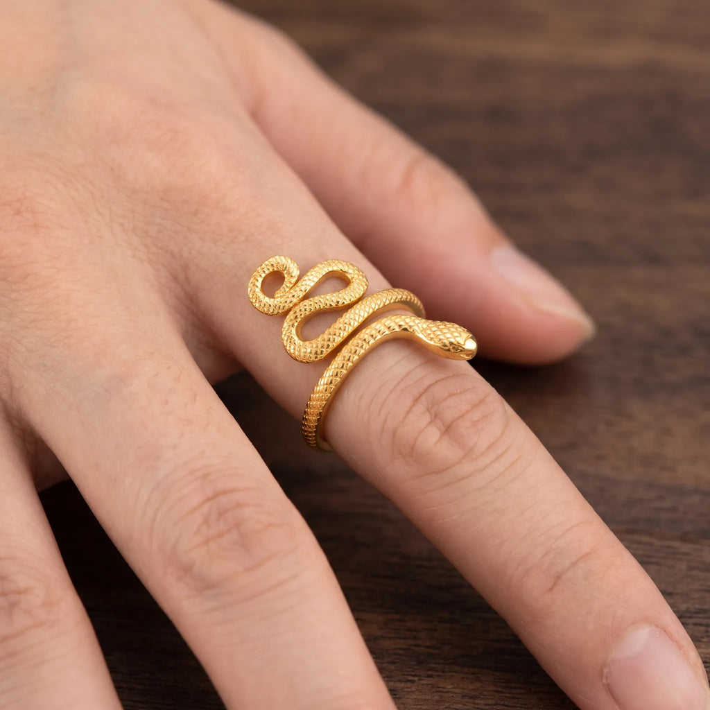 Lumera - Open-Band Snake Ring With Textured Scales Adding A Bold Touch To Everyday Outfits
