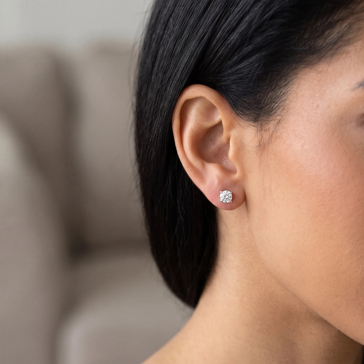 Lumexa - Round-Cut Stud Earrings With Butterfly Backs Adding Sparkle To Everyday Outfits