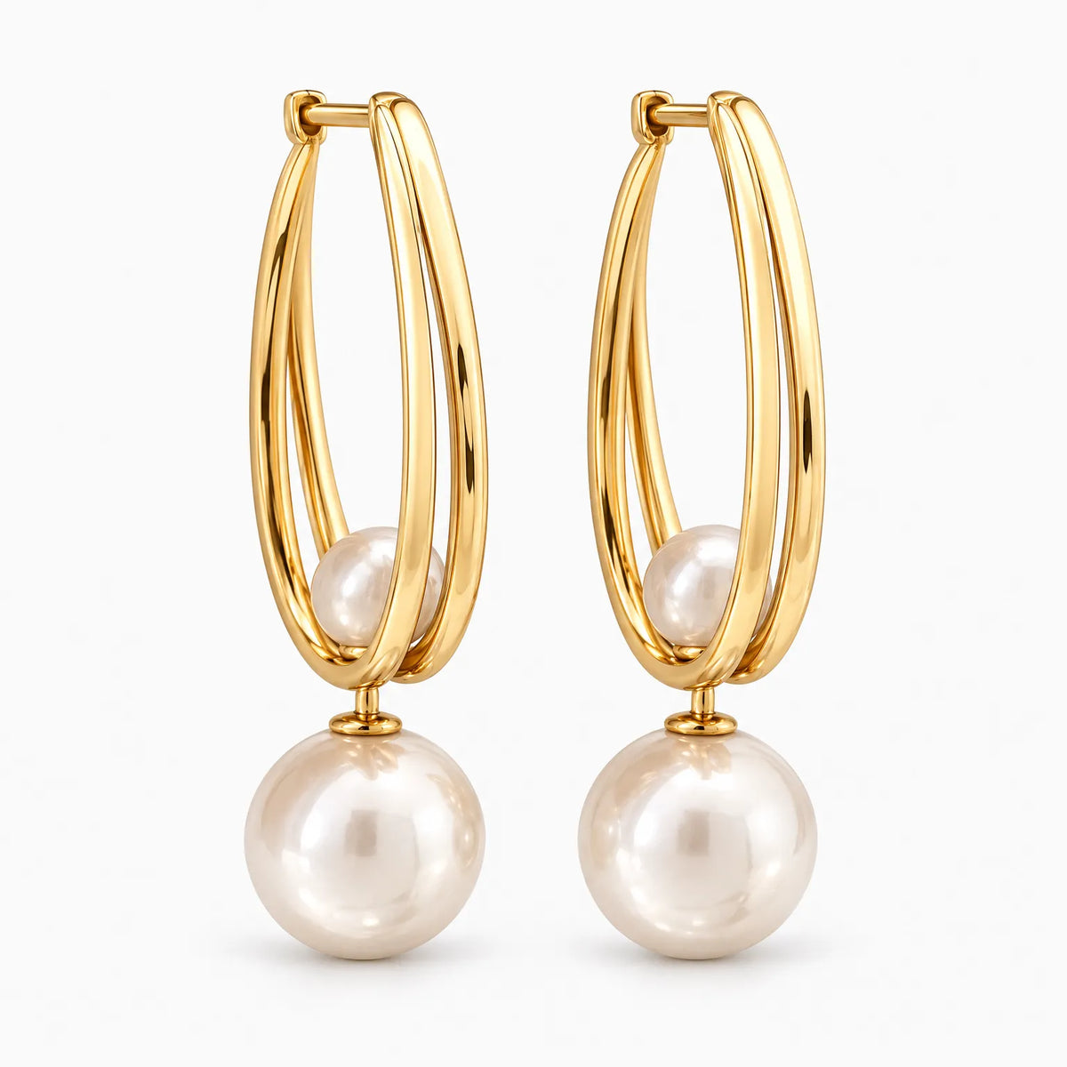 Luminelle - Double Hoop Dangle Drop Earrings Elevating Casual Everyday Outfits