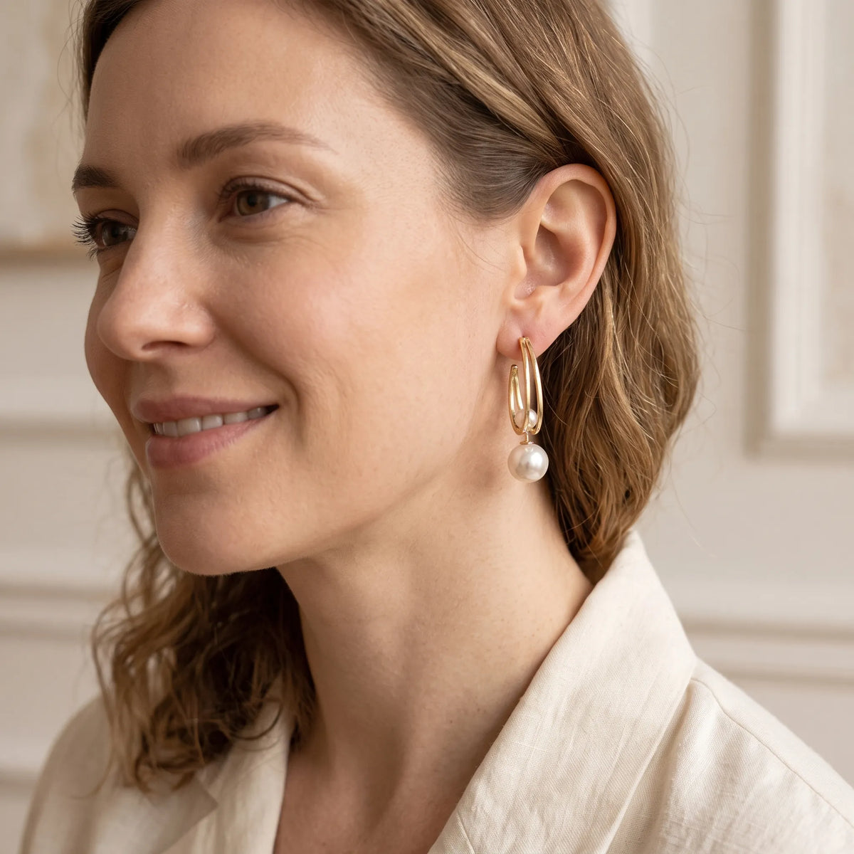 Luminelle - Double Hoop Dangle Drop Earrings Elevating Casual Everyday Outfits
