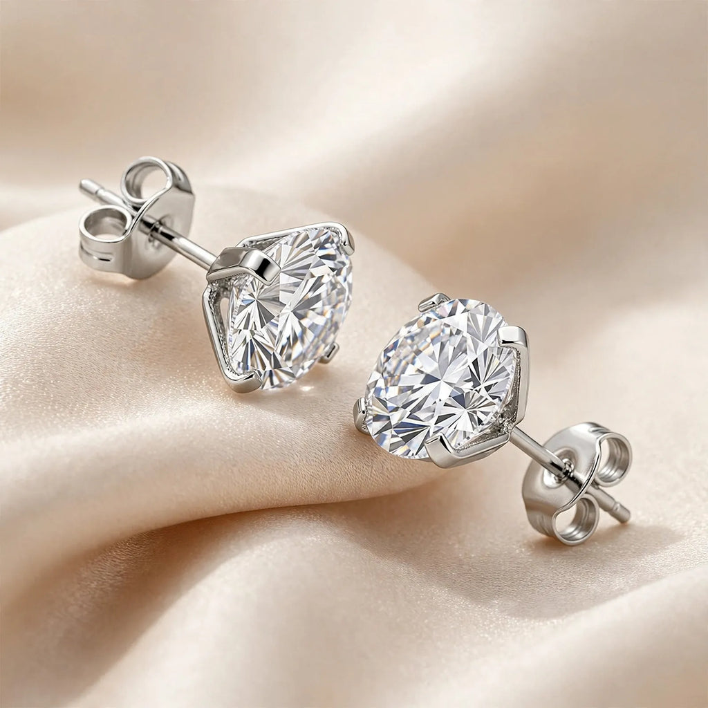 Luminique - Classic Solitaire Stud Earrings Wearing For Everyday Subtle Accent