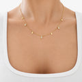 Lumirae - Delicate Drop Charm Necklace Wearing It On Its Own For Everyday Looks