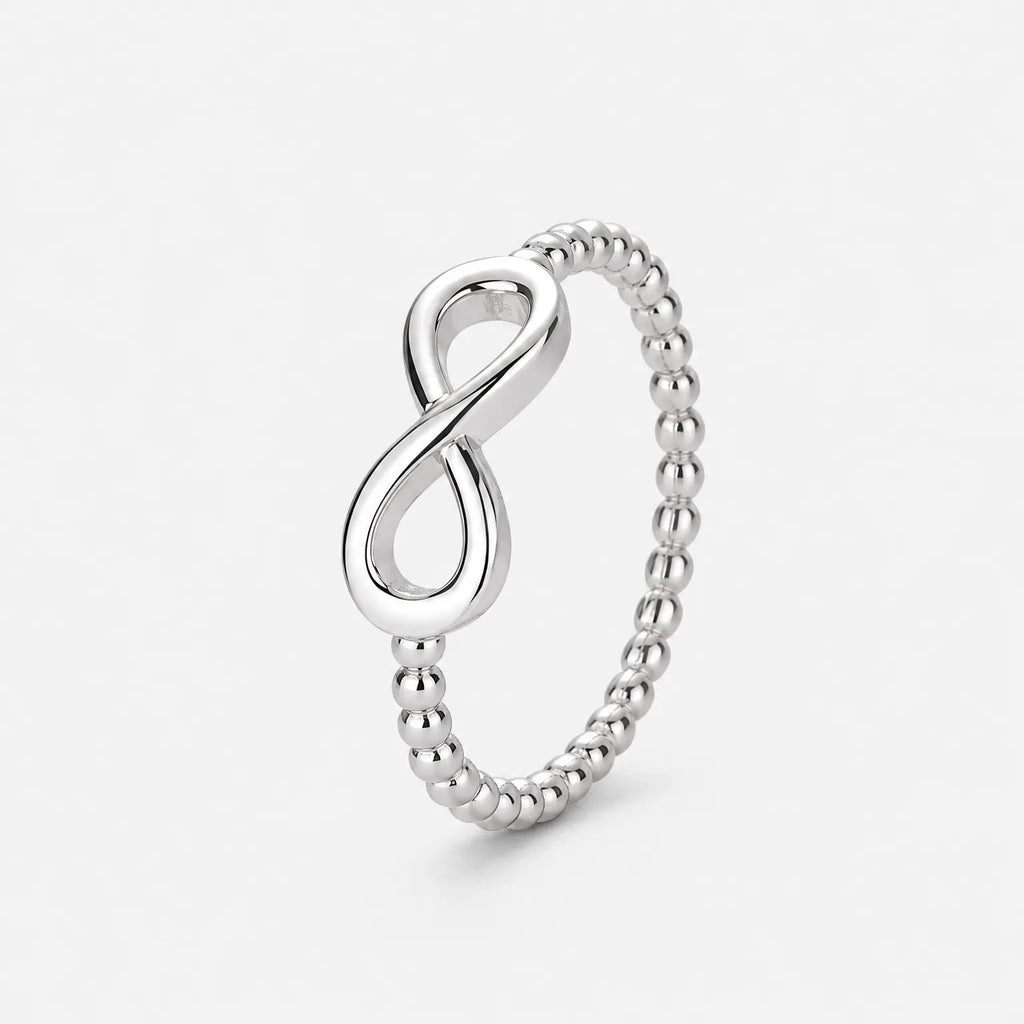 Lunavee - Infinity Knot Ring With Beaded Band Wearing As An Everyday Accessory