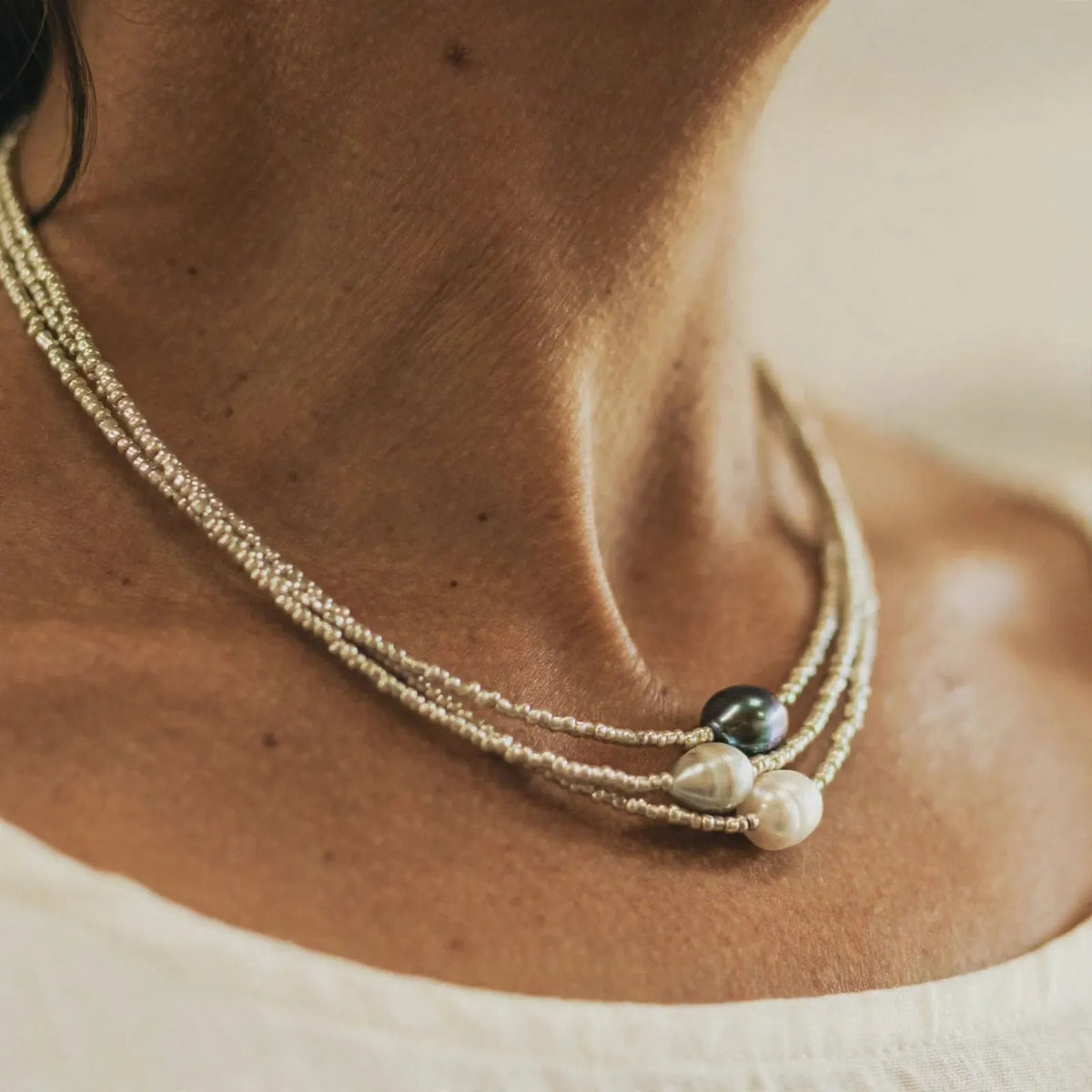 Lunerie - Layered Multi Strand Collar Necklace Elevate Simple Neckline Tops