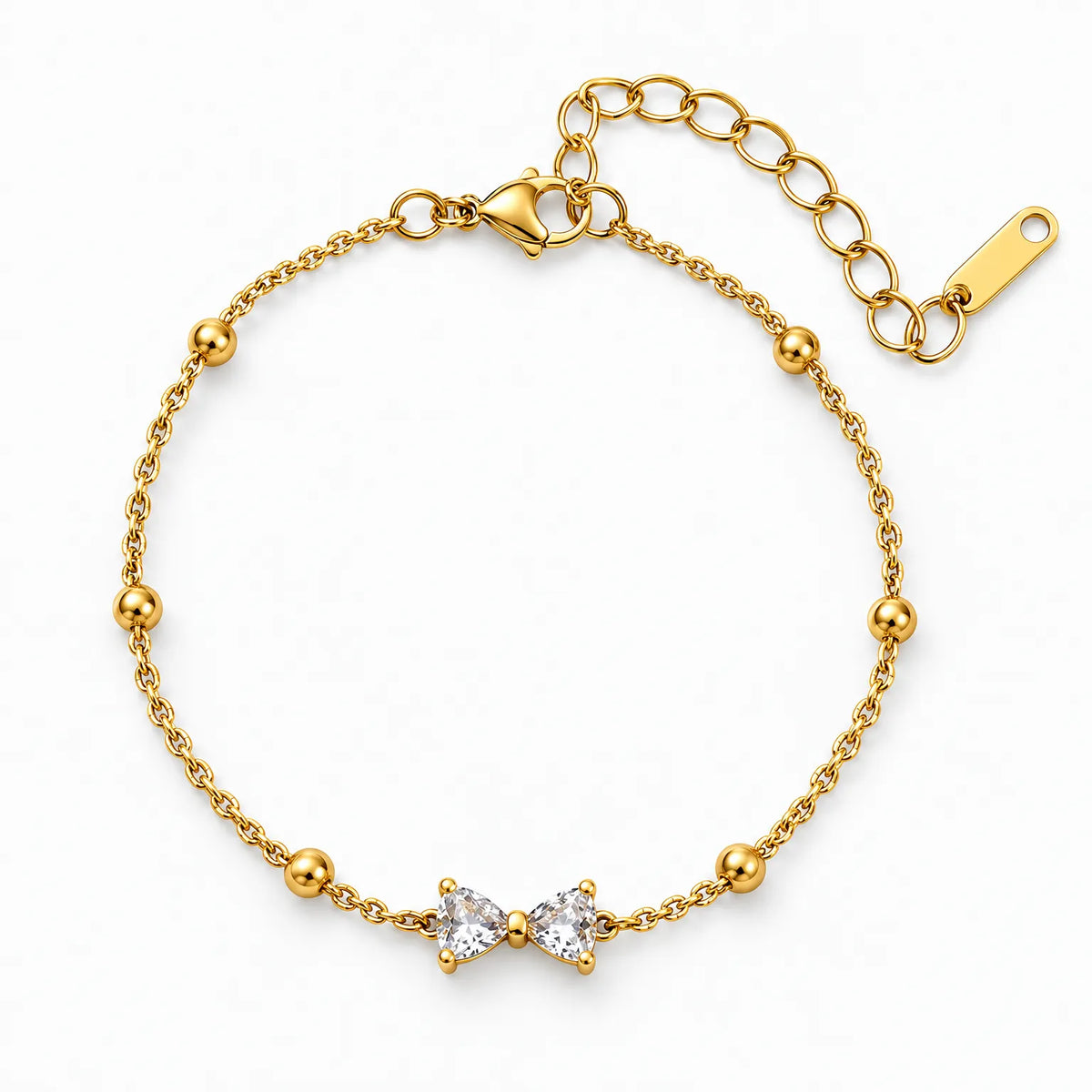 Lunevo - Delicate Chain Bow Charm Bracelet Dressing Up An Everyday Outfit With A Small Touch Of Detail