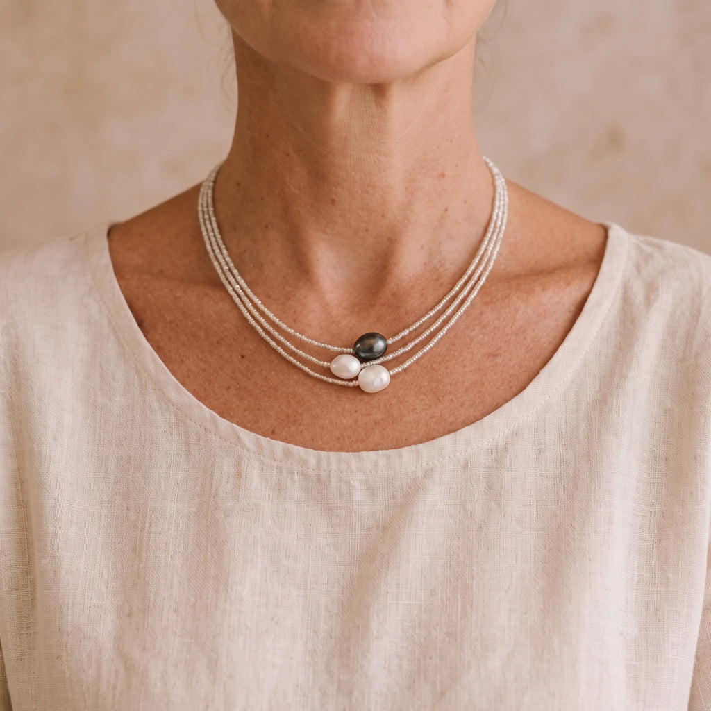 Lunovia - Layered Multi Strand Collar Necklace Elevating Open Necklines And Collars