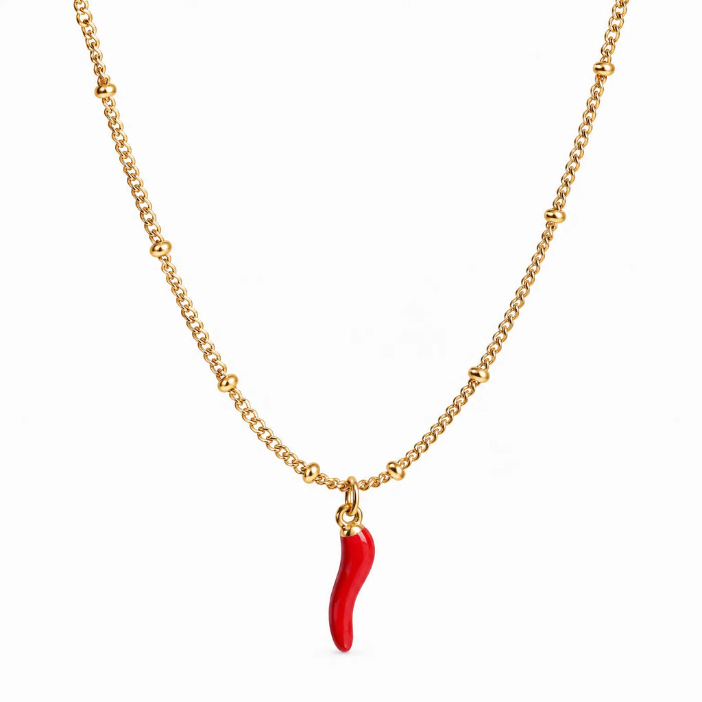 Marenta - Simple Chain Necklace With Pendant Charm Wearing Every Day With Casual Or Work Outfits