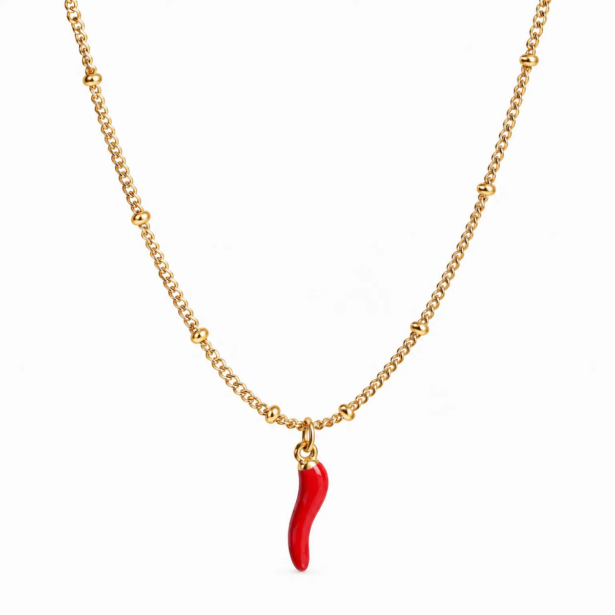 Marenta - Simple Chain Necklace With Pendant Charm Wearing Every Day With Casual Or Work Outfits