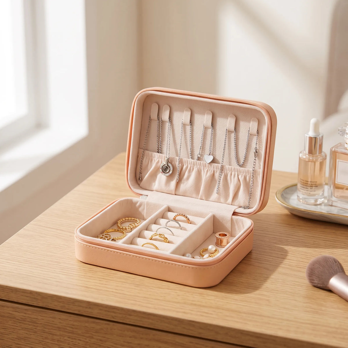 Merivo - Compact Travel Jewelry Box With Compartments Storing Rings, Necklaces, And Earrings At Home