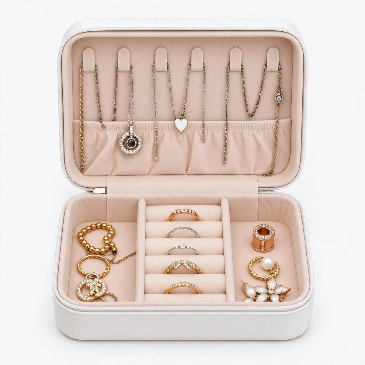 Merivo - Compact Travel Jewelry Box With Compartments Storing Rings, Necklaces, And Earrings At Home