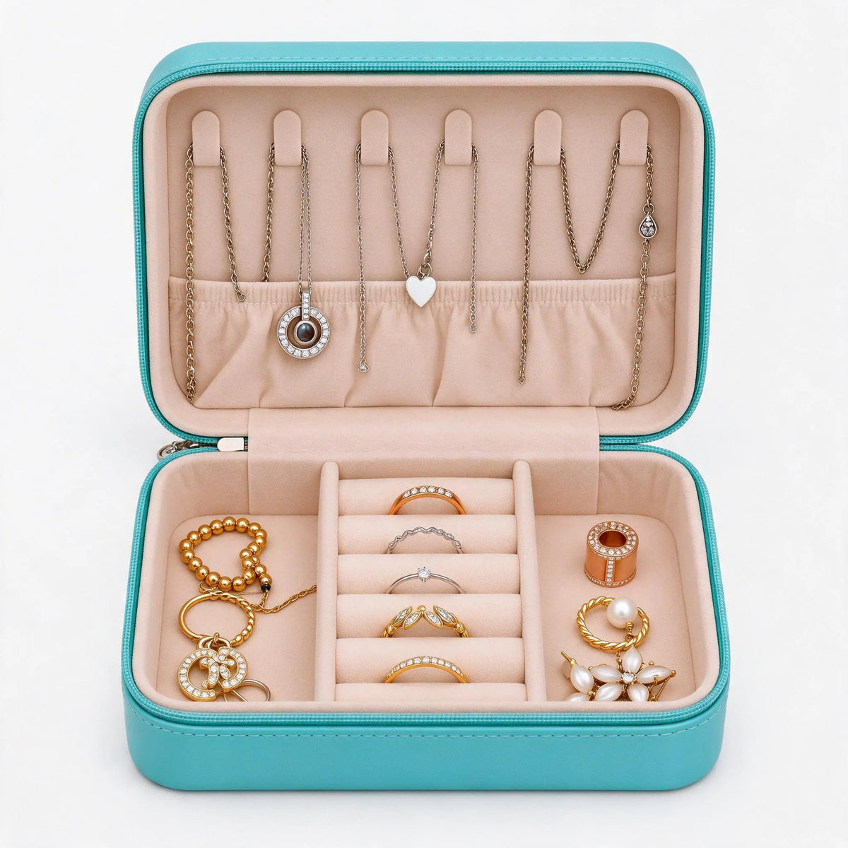 Merivo - Compact Travel Jewelry Box With Compartments Storing Rings, Necklaces, And Earrings At Home