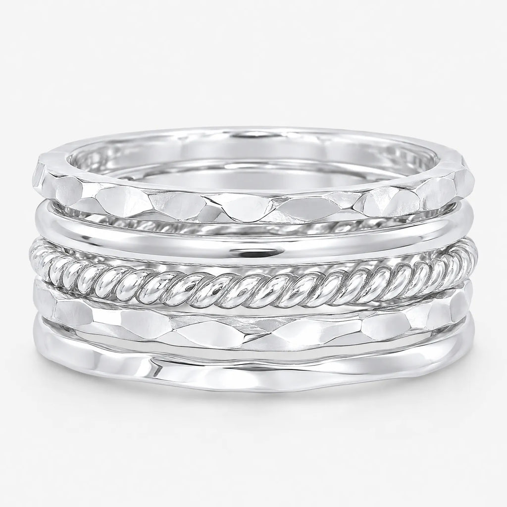 Mirelda - Five-Piece Stacking Ring Set Stacking Rings On One Finger Or Several For A Layered Look