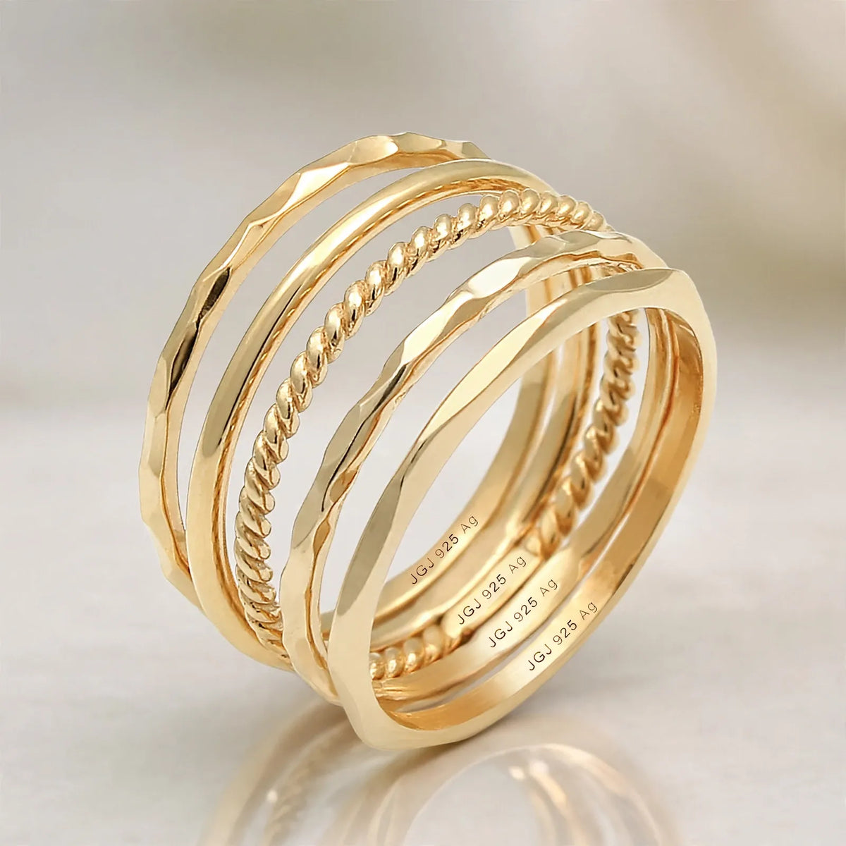 Mirelda - Five-Piece Stacking Ring Set Stacking Rings On One Finger Or Several For A Layered Look