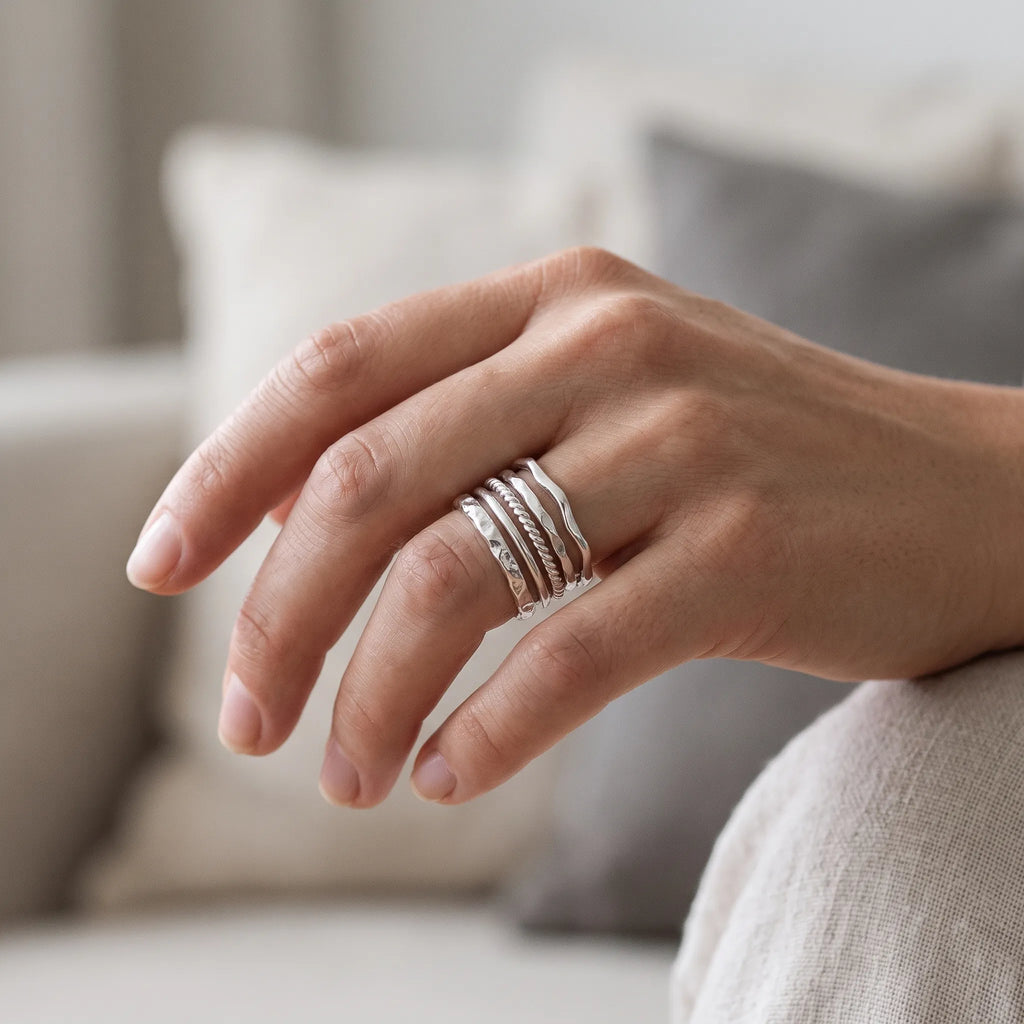 Mirelda - Five-Piece Stacking Ring Set Stacking Rings On One Finger Or Several For A Layered Look