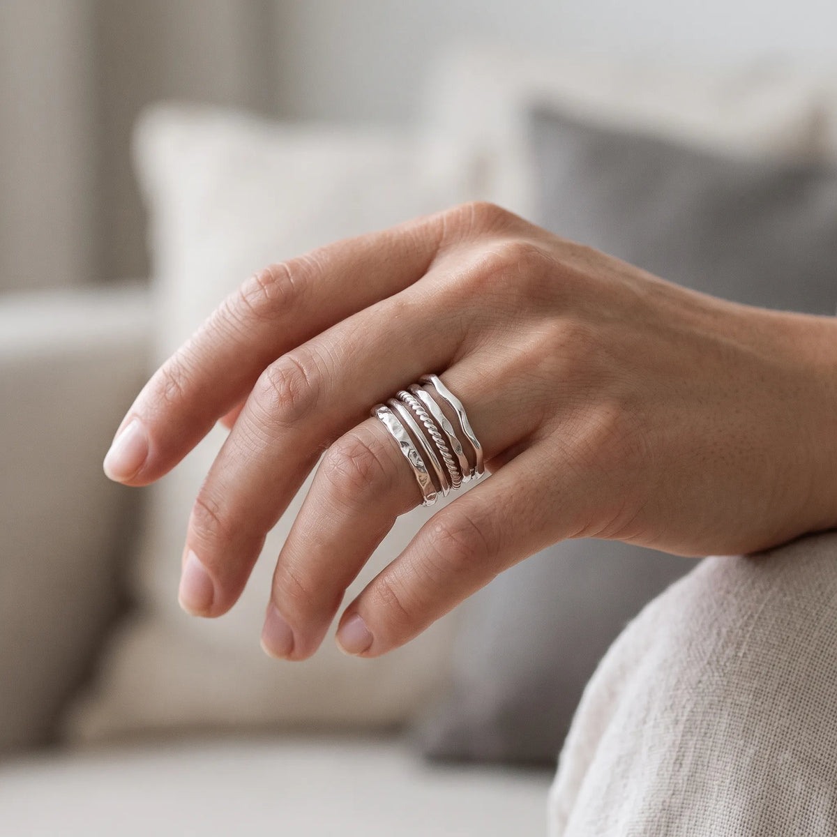 Mirelda - Five-Piece Stacking Ring Set Stacking Rings On One Finger Or Several For A Layered Look