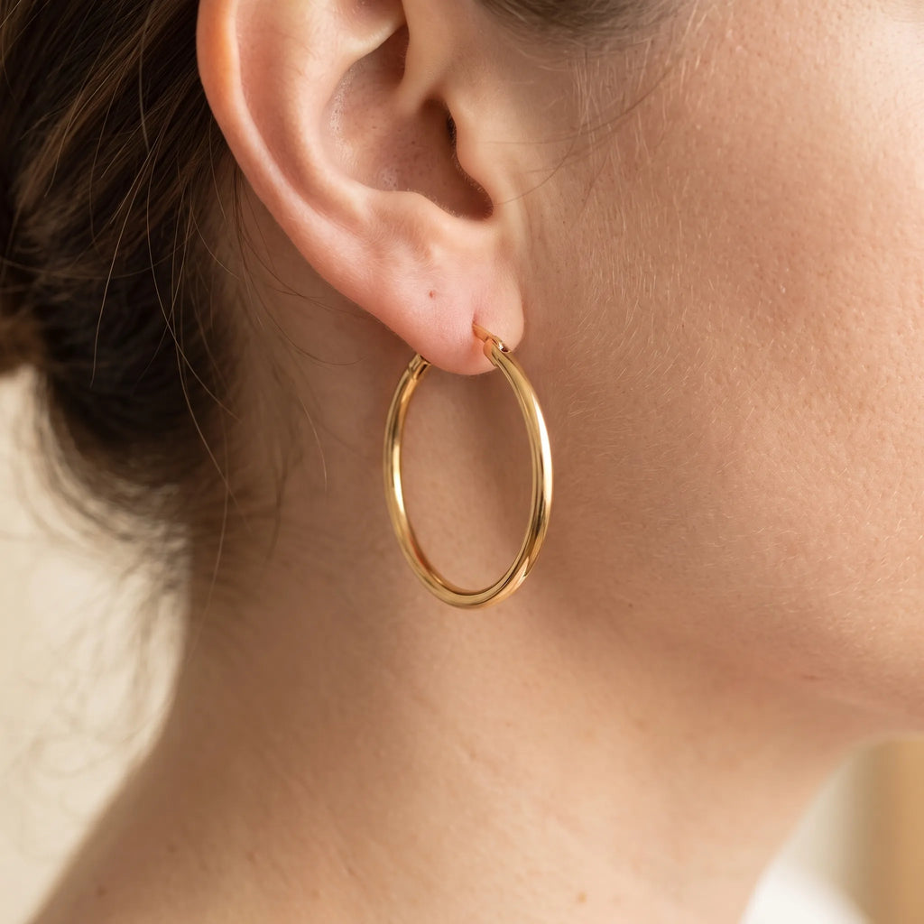 Mirova - Half-Pipe Hoop Earrings For Daily Wear Everyday Wear With Casual Outfits