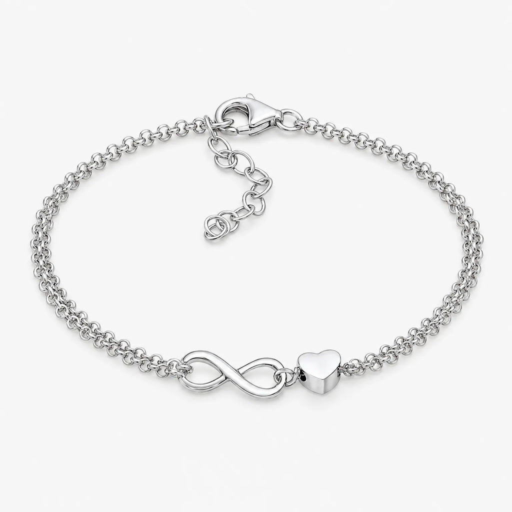 Nerivo - Dainty Infinity Heart Charm Bracelet Wearing Day To Day With Casual Outfits