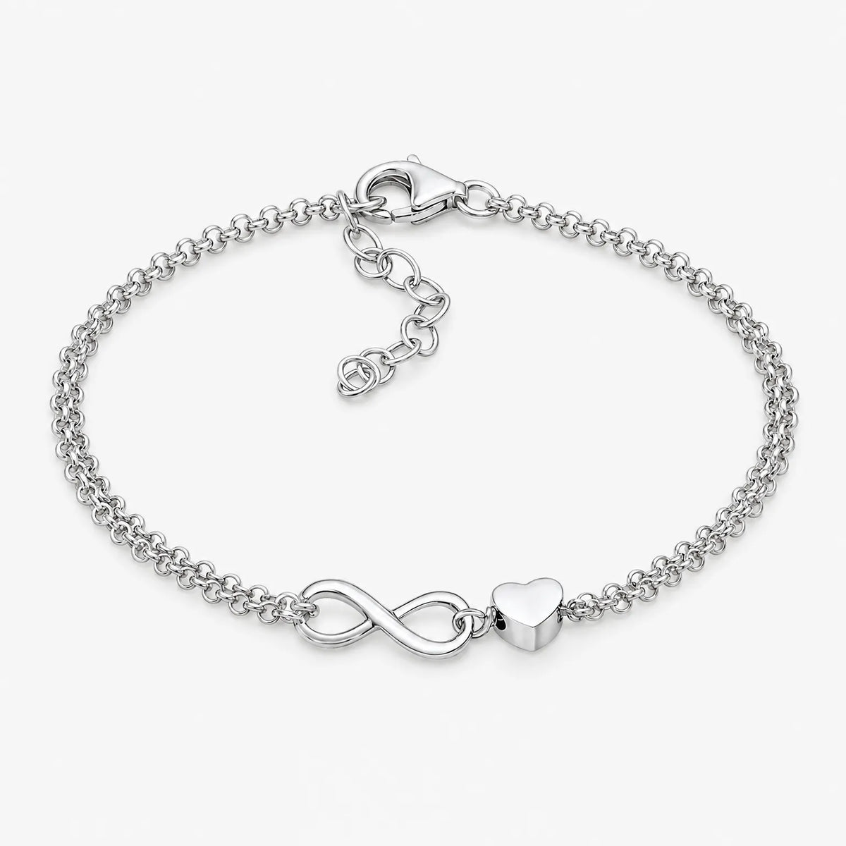Nerivo - Dainty Infinity Heart Charm Bracelet Wearing Day To Day With Casual Outfits